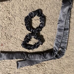 Elegant Black Satin Hair Accessories Set